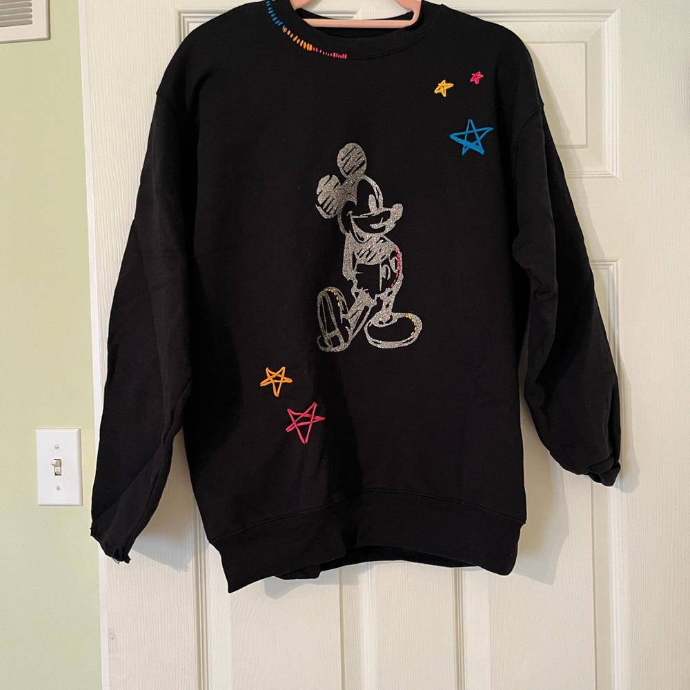 Upcycled Black Mickey Mouse Sweatshirt